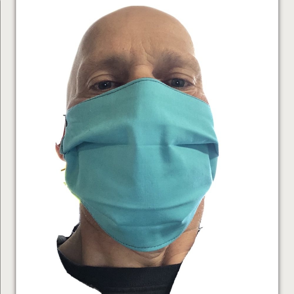 2 Handmade Unisex Black Blue Cotton Face Masks NEW - Picture 7 of 8